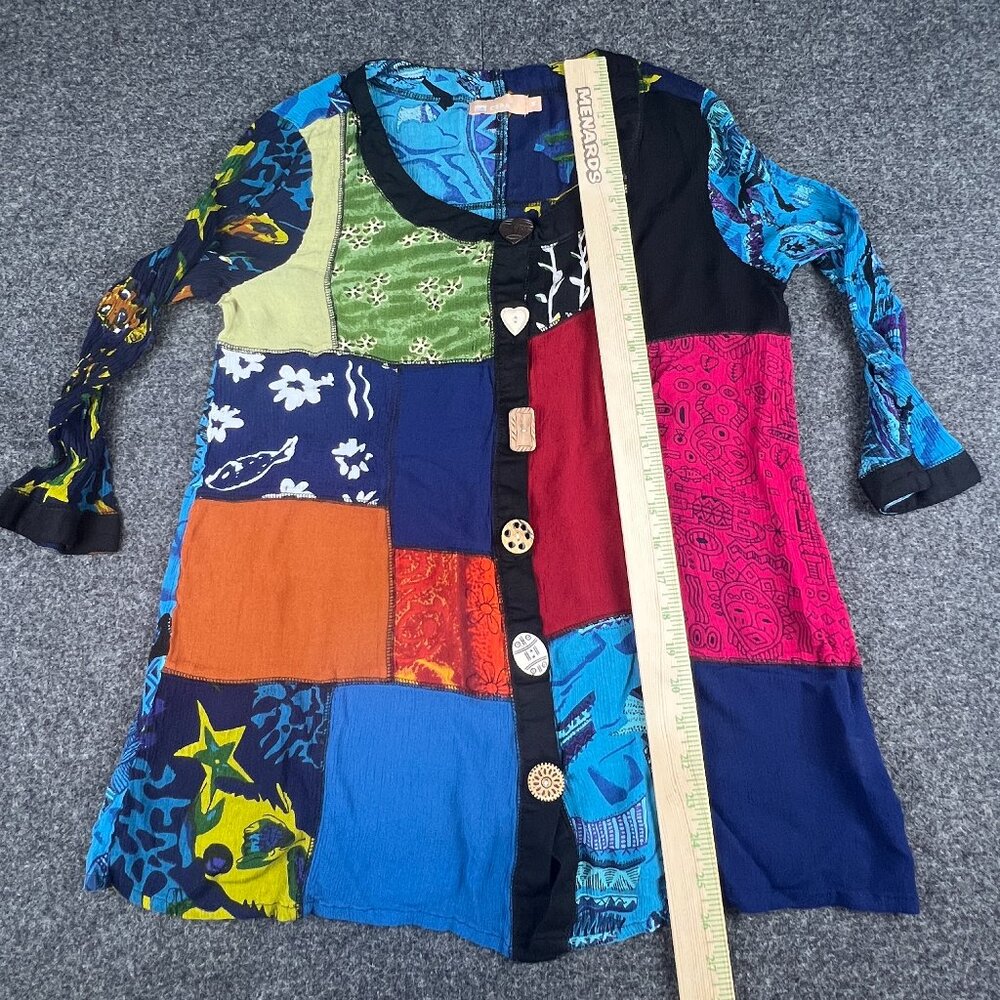 LA CERA Patchwork Boho Button-Front Tunic Top – M… - image 11